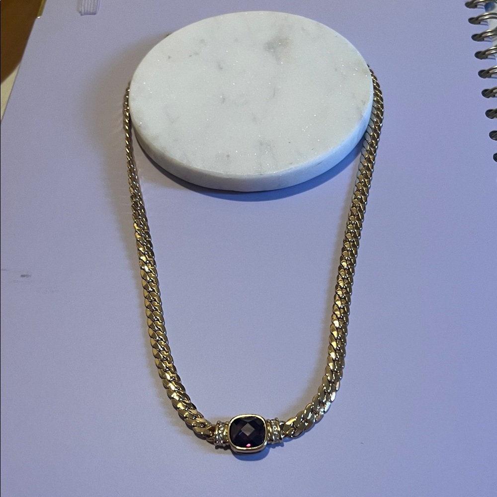 Elegant February birthday Gold Necklace with amethyst Accent